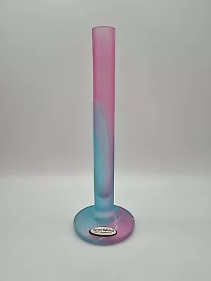 Buy Vintage Handmade Glass Candlestick Blue And Pink Matt Glass Dynamic Reflections • 12.30£