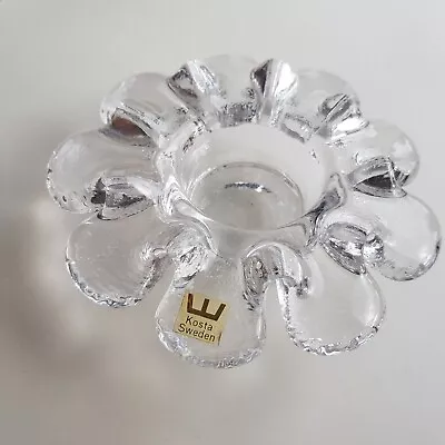 Buy Kosta Boda Krinolin Crystal Art Glass Candle Tealight Holder Sweden VTG Design • 22.50£