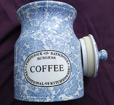 Buy Vtg Frederick Rathbone Burgess Blue Flower Chintz Pottery Coffee Storage Jar • 64.99£