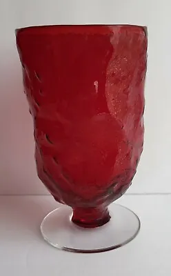 Buy Vintage Ruby Red Morgantown Crinkle Glass Footed Tumblers Glasses 12 Oz • 7.70£