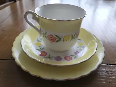 Buy Tuscan Three Piece Tea Set Cup Saucer Side Plate Yellow Floral Vintage • 7.50£
