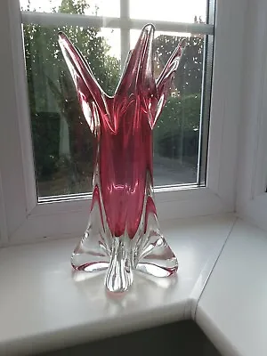 Buy Large Vintage Czech Chribska Ruby Art Glass Vase Designed By Josef Hospodka • 82£