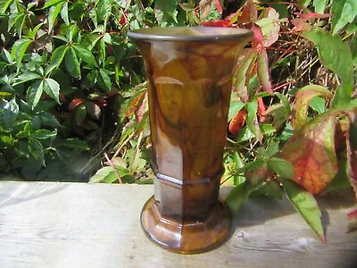 Buy Vintage Art Deco Amber Cloud Glass Column Vase By Davidson Glass 15.5CM • 22.95£