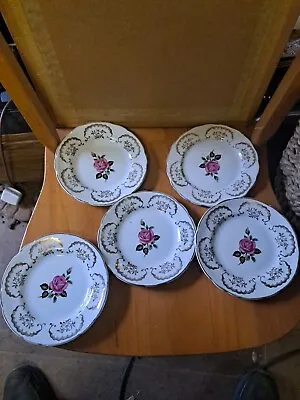 Buy Adderley Plate X 5 Dresden Pattern English C1910s 16cm Wide  Hand Painted • 10£