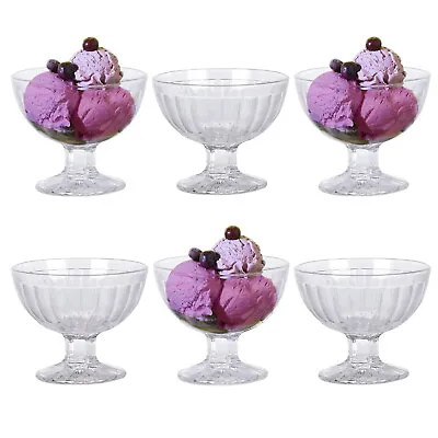Buy Glass Dessert Bowls Ice Cream Sundae Set Of 6 Fruit Cocktail Pudding Dishes Cup • 11.99£