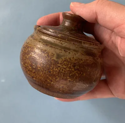 Buy Vintage Welsh Studio Pottery Brown Small Pot & Lid Makers Mark Drip Glaze (c) • 11£