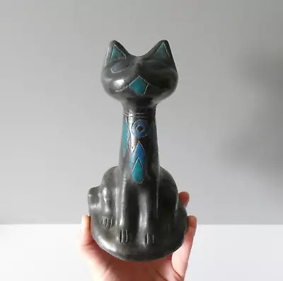 Buy Vintage Manuel Felguerez Cat Sculpture Barro Oaxacan Black Pottery Mexico • 200£