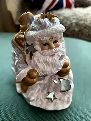 Buy Santa Silver/gold Pottery Tea Lighter . Handpainted Beautiful Face .Toys And Ski • 5£