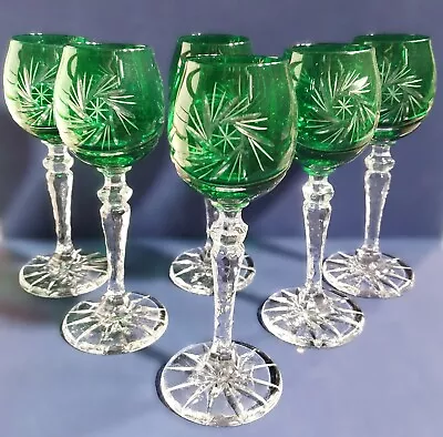 Buy Czech Bohemian Crystal Glass Handmade - Vodka Glass- 6 Pcs Green • 86.44£