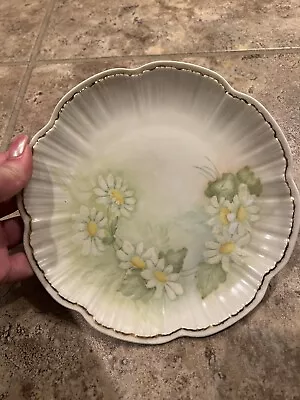 Buy Alboth & Kaiser 8  Porcelain Hand Painted Signed Plate Daisies Gold Rim • 9.58£