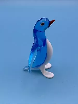 Buy Vintage Italian Hand Made Blown Art Glass Blue White Penguin Made In Italy • 24.34£