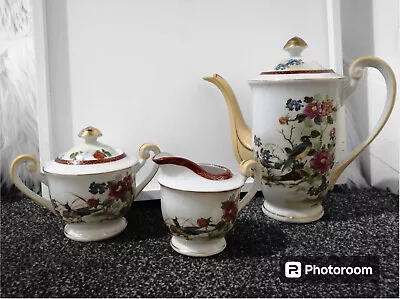 Buy MBS Vintage Japanese Fine China Coffee 3 Piece Set Floral Beautiful Bird 1940's • 27.99£