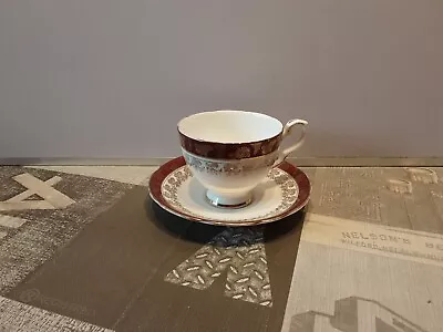 Buy Royal Stafford Bone China Vintage Dark Red & Gold Small Coffee Teacup & Saucer • 7£