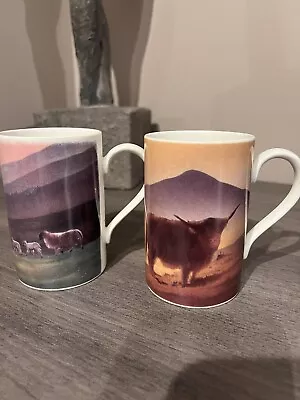 Buy 2 Dunoon Ceramics Stoneware Mugs Glenmore By Ronnie Leckie Highland Cow, Sheep • 10£