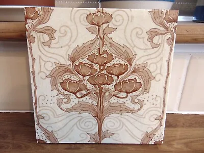 Buy Antique Art Nouveau Mintons China Works Floral Tile • 15£