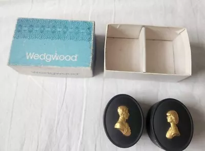 Buy Wedgwood Black Basalt Princess Diana & Charles Gold Oval Trinket Boxes Wedgewood • 80£