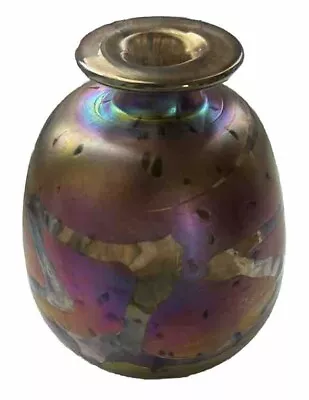 Buy Mtarfa Maltese Glass Baluster Vase Purple Pink & Green Mottled Iridescent Used • 20£