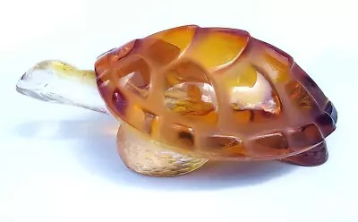 Buy Lalique Crystal Caroline Turtle Amber And Clear Art Glass Figurine Sculpture • 213.13£