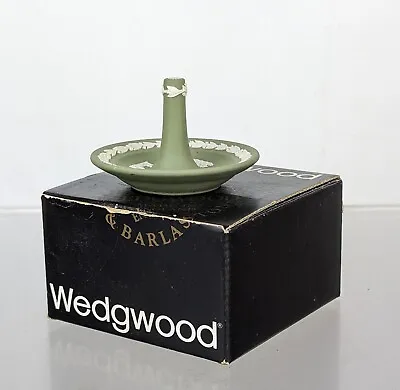 Buy Wedgwood Jasperware Pottery China Sage Green Ring Tree Stand Holder Boxed NR • 19.95£