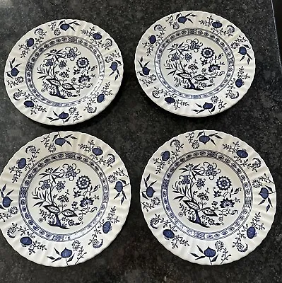 Buy 4 Vintage J. G. Meakin England Blue Nordic Pattern Ironstone Dinner Plates 10  • 38.12£