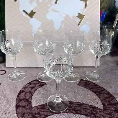 Buy SET Of 5  Crystal LISMORE HOCK Wine GLASSES 18cm • 15£