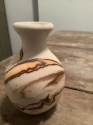 Buy Vintage Signed Nemadji Pottery Vase Swirl Brown Orange Tan Antique 4” Tall • 14.31£
