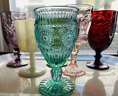 Buy Boho Wedding Indiana Water Wine Goblet Rainbow Color Curated Glass Set Of 6 • 61.07£