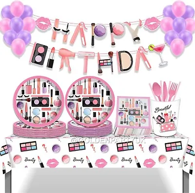 Buy Makeup Themed Party Supplies Cosmetic Make Up Birthday Tableware Decorations • 5.99£