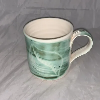 Buy Handmade Pottery Mug Studio Water Colour Blue Green Leaf Cup Japanese • 8.86£