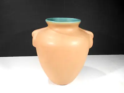 Buy Vtg Coors Pottery Matte Light Brown With Turquoise Interior 6  Handle Vase Nice! • 24.11£