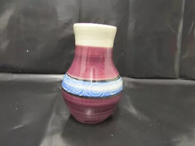 Buy An Isle Of Wight Pottery Vase -pink Cream And Blue Colour (T) • 12.99£
