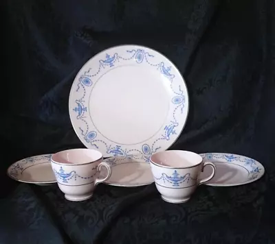 Buy Wedgewood Rare, Alpine Pink Decorated Plate, 3 Tea Plates & 2 Tea Cups. Vintage • 5£