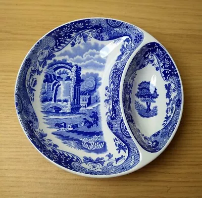 Buy Spode Italian Blue & White 2 Section Circular Hors D'oeuvre Dish / Bowl • 11.50£