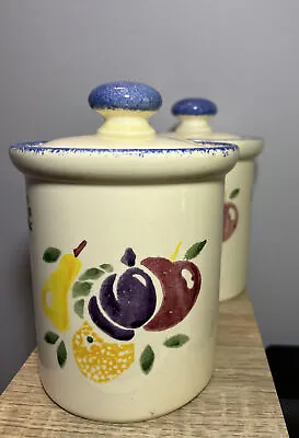 Buy Two Poole Handpainted Pottery Dorset Fruits Large Lidded Storage Jar Biscuits X2 • 28£