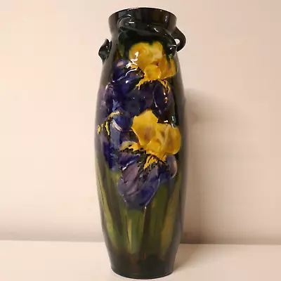 Buy Superb Antique Art Nouveau Lemon & Crute Iris Vase. Torquay Pottery. 31cm. • 85£