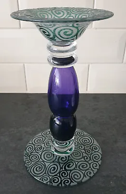 Buy Beautiful Large Purple Glass Candle Holder 11 Inches Tall Large Diameter Perfect • 19.99£