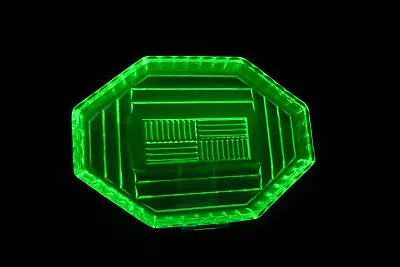 Buy A Vintage Sowerby (#2612) Uranium / Vaseline Glass Tray Showing Uv Fluorescence • 13.47£