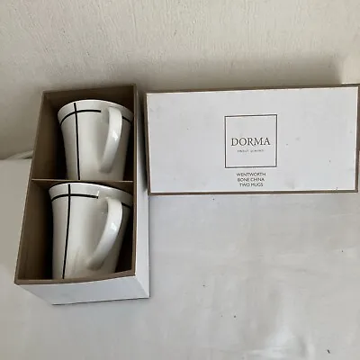 Buy 2 Dorma WENTWORTH BONE CHINA MUGS  White & Black Modern Design New In Box 🎁 • 9.99£