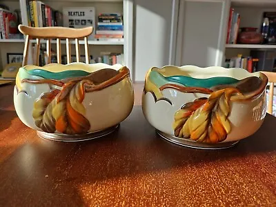 Buy Pair Of Clarice Cliff Newport Vintage Fruit Bowls • 65£