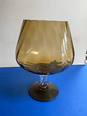 Buy Vintage Oversized Brandy Glass ClearTwisted Stem Smoked Glass  Bowl 11” High • 18£