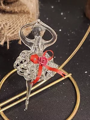 Buy Vtg Ballerina Christmas Tree Ornament Spun Glass 4  W/Tiny Metal Bow & Flower  • 16.10£