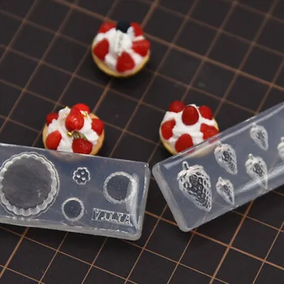 Buy Dolls House Miniatures 1:12 Scale Food Fruit Strawberry Pie Bread Silicone Mold • 4.79£