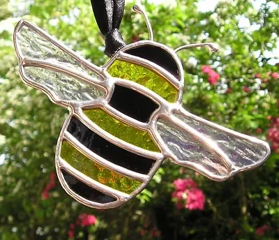 Buy Large Chubby Stained Glass Bumble Bee Suncatcher Handmade In England • 35£