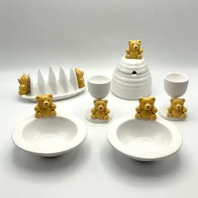 Buy Dartmouth Pottery Samuel Heath White Ceramic Teddy Bear Breakfast Set • 38.50£