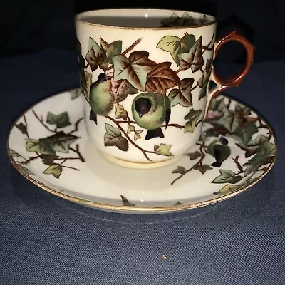 Buy Antique George Jones 1881 Coffee Cup & Saucer, Ivy Bower Pattern. D • 8.50£