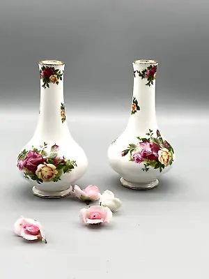 Buy Vintage Porcelain Royal Albert Two Small Vases Old Country Roses • 75£