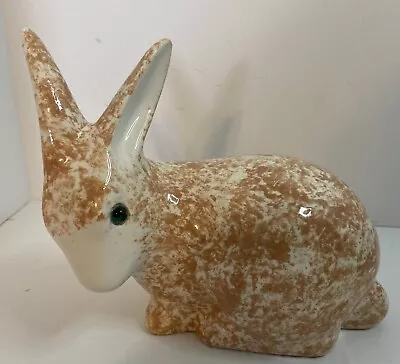Buy Elpa Art Pottery Bunny Rabbit, Spongeware, Alcobaca Portugal. Blue/green Eyes. • 25.95£