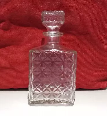 Buy Vintage Cut Glass Decanter - Square - With Stopper - Bottle - Whisky/Brandy • 7.95£
