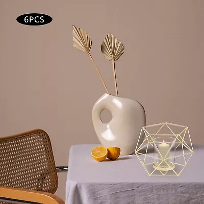 Buy 6Pcs Geometric Gold Tealight Holder Candle Centrepiece For Table Decor Vintage • 16.08£