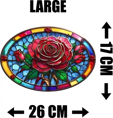 Buy Roses Decorative Stained Glass Effect Static Cling Window Sticker Gift • 9.99£